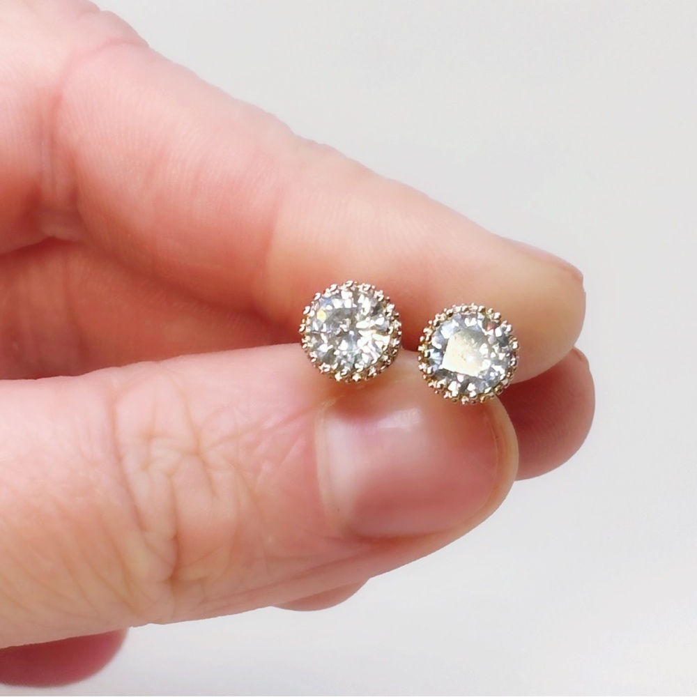 Sterling Silver .75ct Each Zircon Diamond Stud Vintage Style Solitaire Earrings